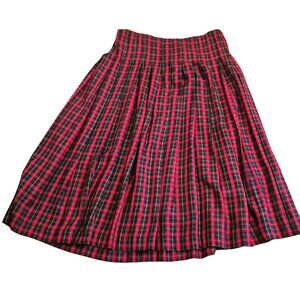 Marisa Christina Vintage Christmas Plaid 100% Rayon Maxi Pleated Skirt Sz S EUC